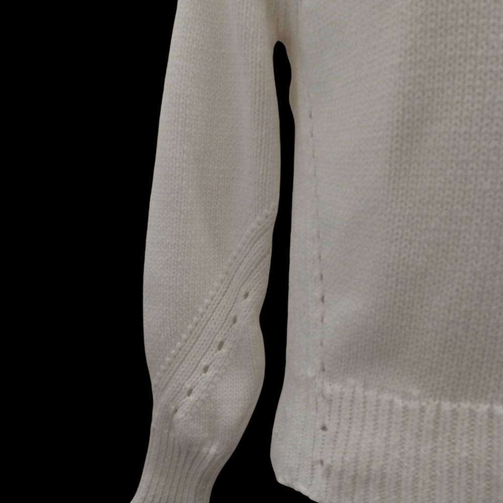 J CREW Pointelle light weight, cotton white pullover sweater XXS - Picture 4 of 5